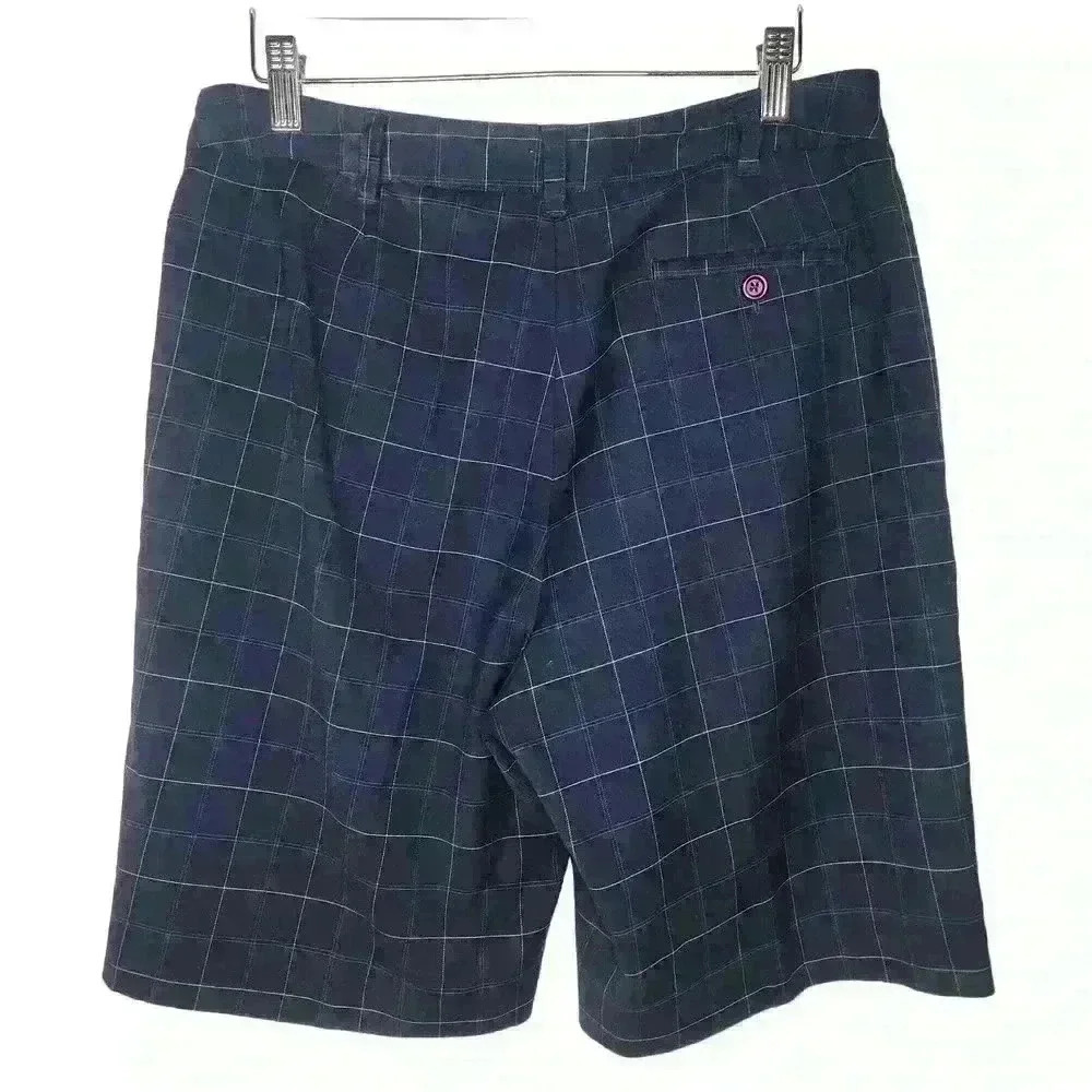 EP pro women's navy blue plaid golf shorts size 10 - Picture 2 of 9